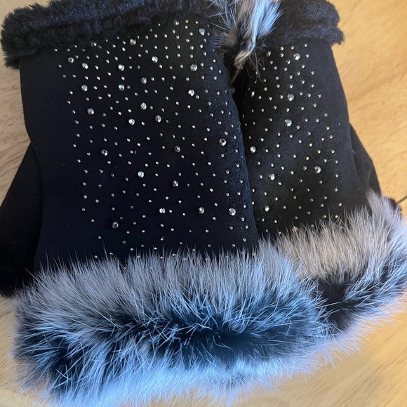 Fingerless gloves with Genuine Fur - Picture 5 of 5